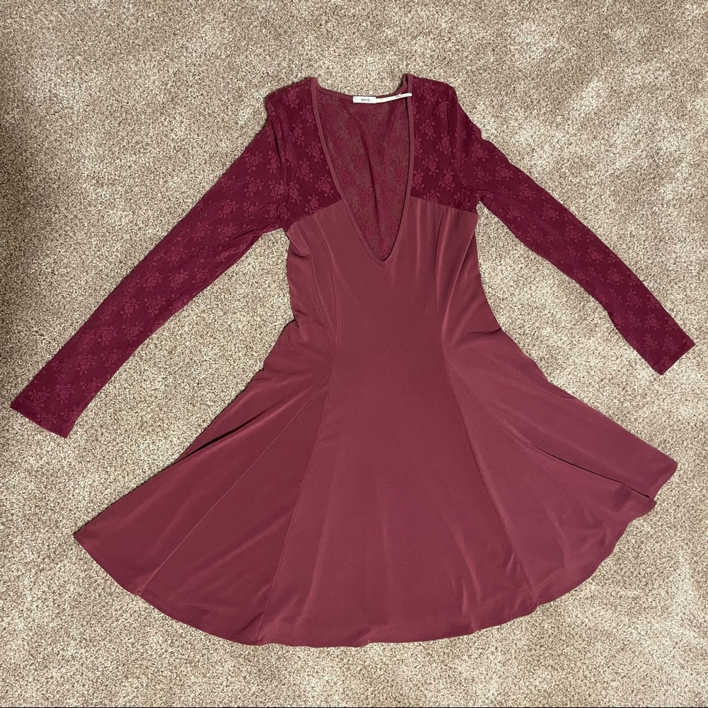 Kimchi Blue Wine Red Lace Dress